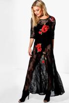 Boohoo Boutique Mady Lace Applique Maxi Dress Black
