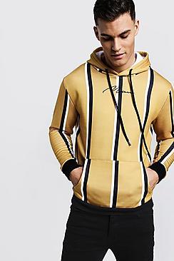 Boohoo Man Embroidered Stripe Hoodie