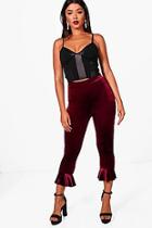 Boohoo Nadine Ruffle Hem Velvet Leggings