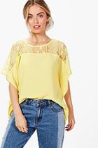 Boohoo Lucy Lace Panel Crepe Top