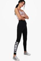 Boohoo Allegra Feminist Basic Jersey Leggings Black