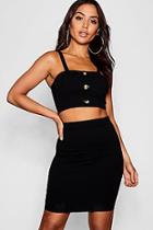Boohoo Katie Button Detail Strappy Crop Mini Skirt Co-ord