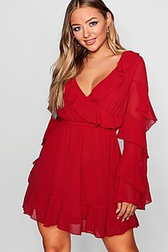 Boohoo Boutique Frill Detail Skater Dress