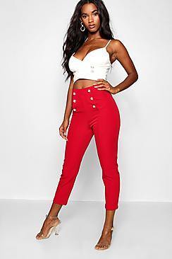 Boohoo Military Button Detail Tapered Trouser