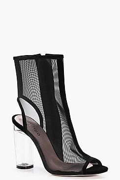 Boohoo Julia Mesh Clear Heel Shoe Boot