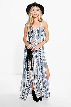 Boohoo Kate Paisley Cut Out Detail Maxi Dress