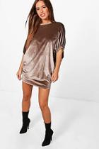 Boohoo Petite Rachel Ruched Sleeve T-shirt Dress