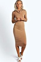 Boohoo Katie Roll Neck Long Sleeve Midi Dress