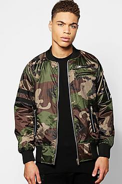 Boohoo Ma1 Multi Zip Camo Bomber