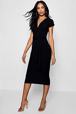 Boohoo Tall Sleeveless Wrap Bodycon Dress