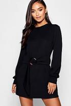 Boohoo Petite Buckle Detail Belted Shift Dress