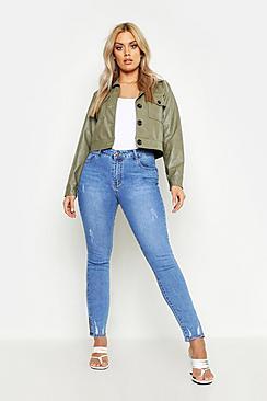 Boohoo Plus Zip Detail Hem Skinny Jeans