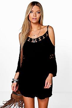 Boohoo Crochet Detail Playsuit