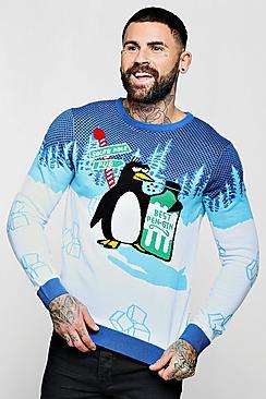 Boohoo Penguin Novelty Christmas Jumper
