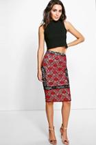 Boohoo Anya Panelled Lace Midi Skirt Black