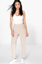 Boohoo Louise Wrap Front Woven Trouser Stone