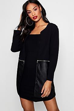 Boohoo Hannah Zip Faux Leather Detail Duster