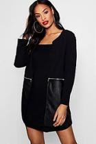 Boohoo Hannah Zip Faux Leather Detail Duster