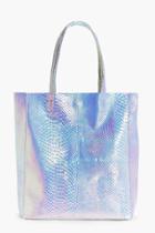 Boohoo Edie Mermaid Holographic Shopper Beach Bag Pink