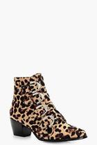 Boohoo Tilly Leopard Stud Detail Ankle Boot
