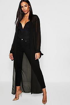 Boohoo Tall Tie Sleeve Woven Duster