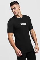 Boohoo Muscle Fit White Box Logo Print T-shirt