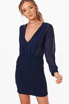 Boohoo Joanna Chiffon And Crepe Tailored Dress