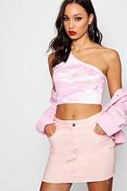 Boohoo Tall One Shoulder Camo Top