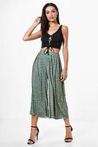 Boohoo Anah Bohemian Print Pleated Culottes
