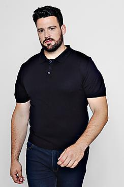 Boohoo Big And Tall Fine Knit Gauge Polo
