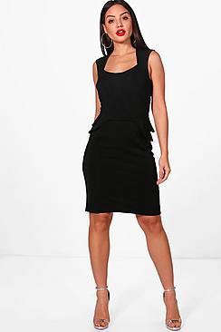 Boohoo Peplum Frill Dress