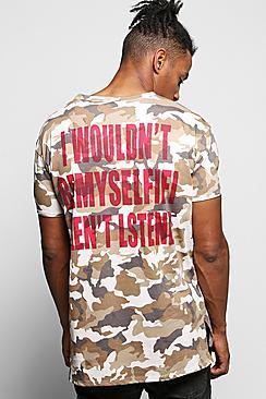 Boohoo Oversized Camo T-shirt With Back Print