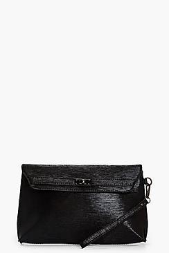 Boohoo Holly Textured Metallic Clutch Bag