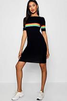 Boohoo Rainbow Placement Short Sleeve Mini Dress