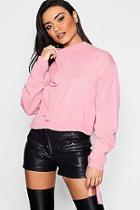 Boohoo Chenise Ruched Sleeve Crop Jumper