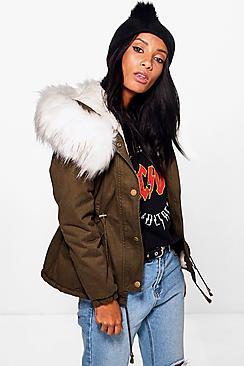 Boohoo Paige Faux Fur Long Parka