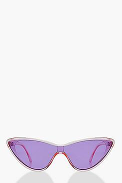 Boohoo Coloured Lens Slim Cat Eye Sunglasses