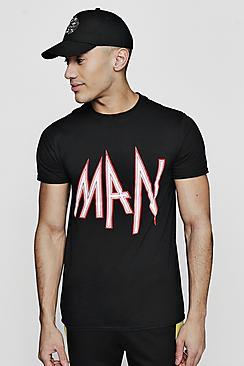 Boohoo Crew Neck Man Print T-shirt