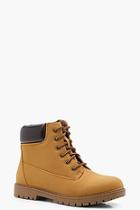 Boohoo Poppy Padded Cuff Lace Up Hiker Boots