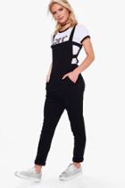 Boohoo Holly Cut Side Pinafore Style Dungarees Black