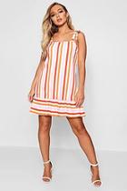 Boohoo Ava Bright Stripe Tie Straps Shift Dress