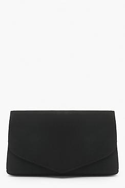 Boohoo Suedette Envelope Clutch And Chain
