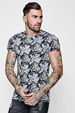 Boohoo Muscle Fit Sublimation Print T-shirt
