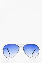 Boohoo Blue Lens Aviator Sunglasses