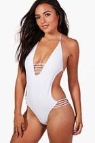 Boohoo Petite Kara Side Strap Cut Out Swimsuit