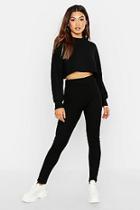Boohoo Rib Knitted Oversized Top & Legging Co-ord