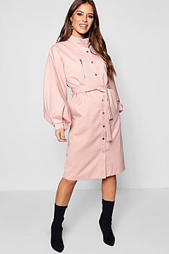 Boohoo Petite Volume Sleeve Utility Trench Coat