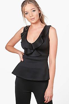 Boohoo Katie Ruffle Peplum Top