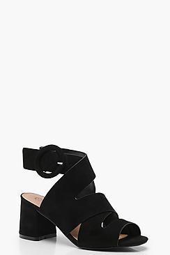 Boohoo Erin Wide Fit Cross Strap Block Heels