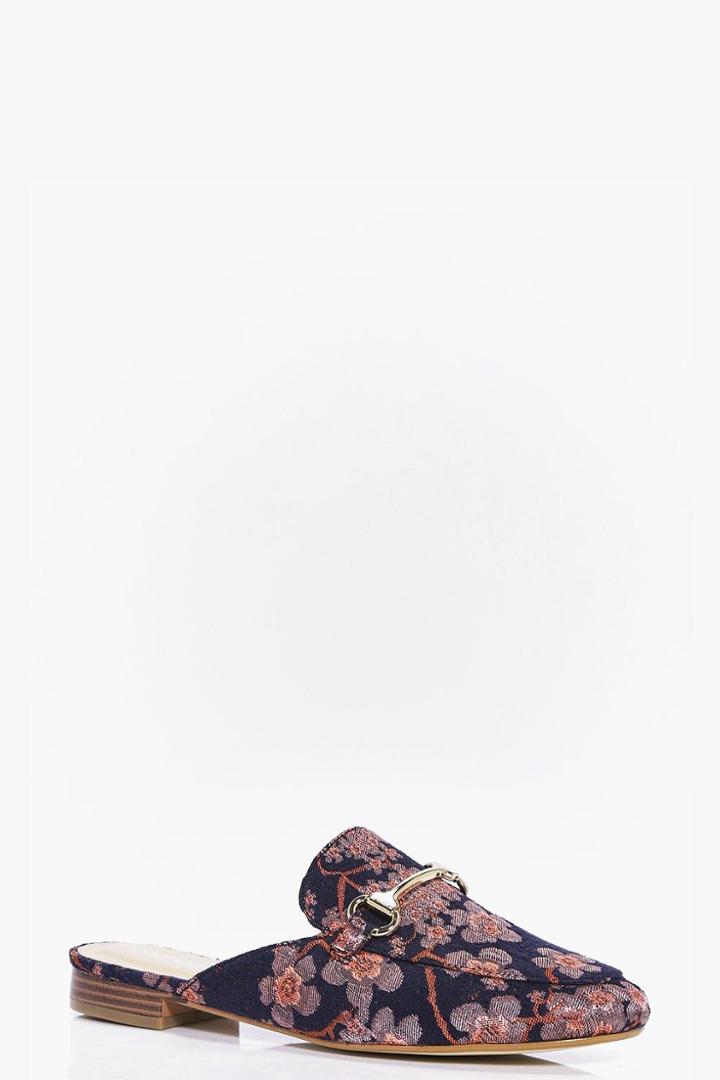 Boohoo Natasha Denim Floral Mule Loafer Denim